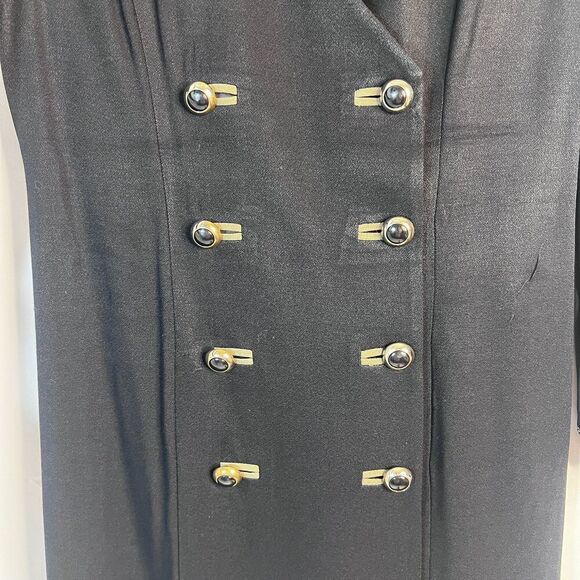 Danny & Nicole Black Green Animal Print Contrast Novelty Button Blazer Dress 10P - Picture 4 of 9